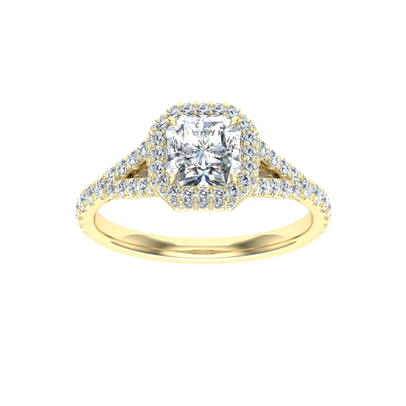 Gardenia Asscher Cut Side Stones Moissanite Engagement Ring Yellow Gold